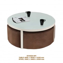 COFFEE TABLE+4 STOOL STANZO-WH