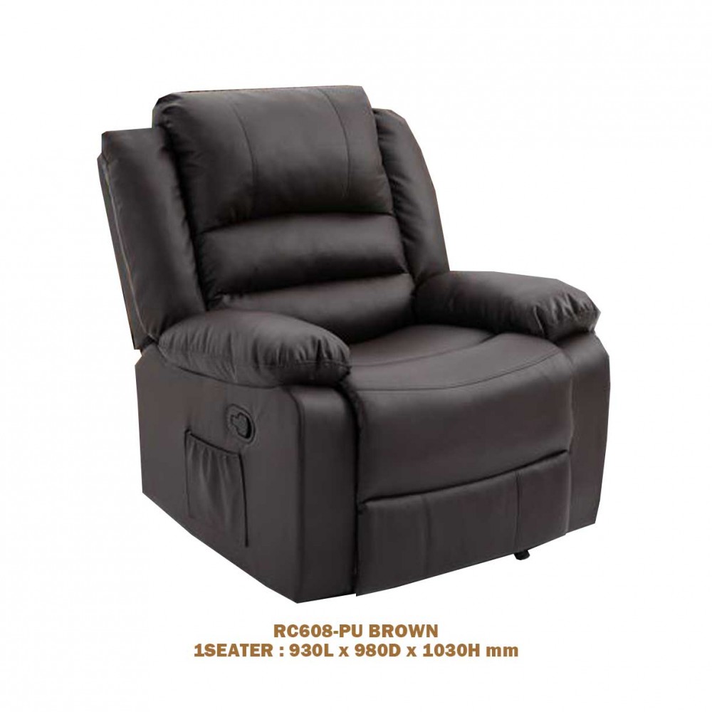 SINGLE RECLINER CHAIR  RC608-PU-BR